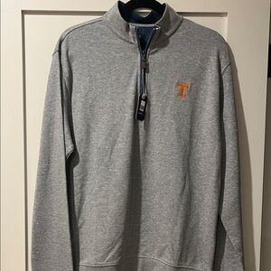 johnnie-O Heather Gray Zip-Up with Tennessee Logo